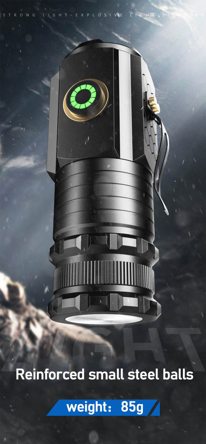 2000 Lumen Mini Flashlight with Rechargeable Lithium Battery, Four Dimming Modes and Turbo for Pocket Carry, Camping and Emergency Lighting