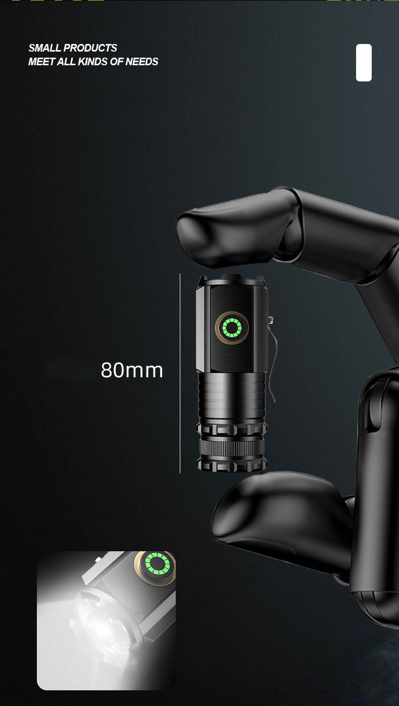 2000 Lumen Mini Flashlight with Rechargeable Lithium Battery, Four Dimming Modes and Turbo for Pocket Carry, Camping and Emergency Lighting