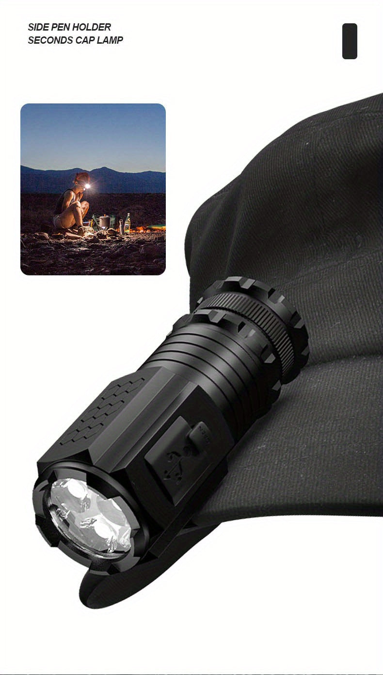 2000 Lumen Mini Flashlight with Rechargeable Lithium Battery, Four Dimming Modes and Turbo for Pocket Carry, Camping and Emergency Lighting