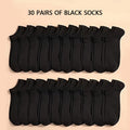 Women's Short Ankle Socks Bulk Pack, 30 or 40 Pairs in Black or White, Lightweight Breathable Sportswear for Outdoor Activities and Everyday Leisure