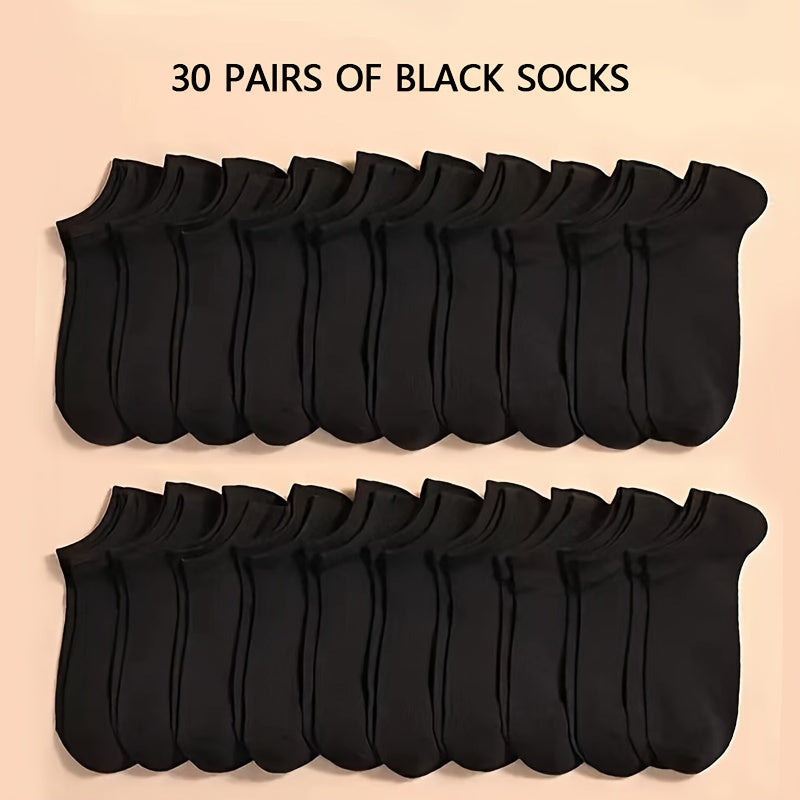 Women's Short Ankle Socks Bulk Pack, 30 or 40 Pairs in Black or White, Lightweight Breathable Sportswear for Outdoor Activities and Everyday Leisure