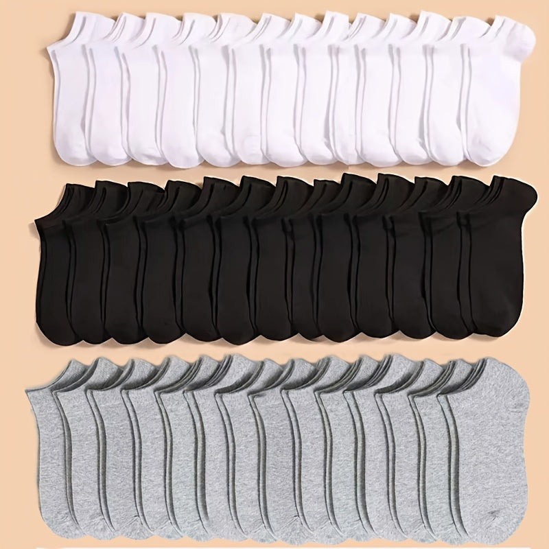 Women's Short Ankle Socks Bulk Pack, 30 or 40 Pairs in Black or White, Lightweight Breathable Sportswear for Outdoor Activities and Everyday Leisure