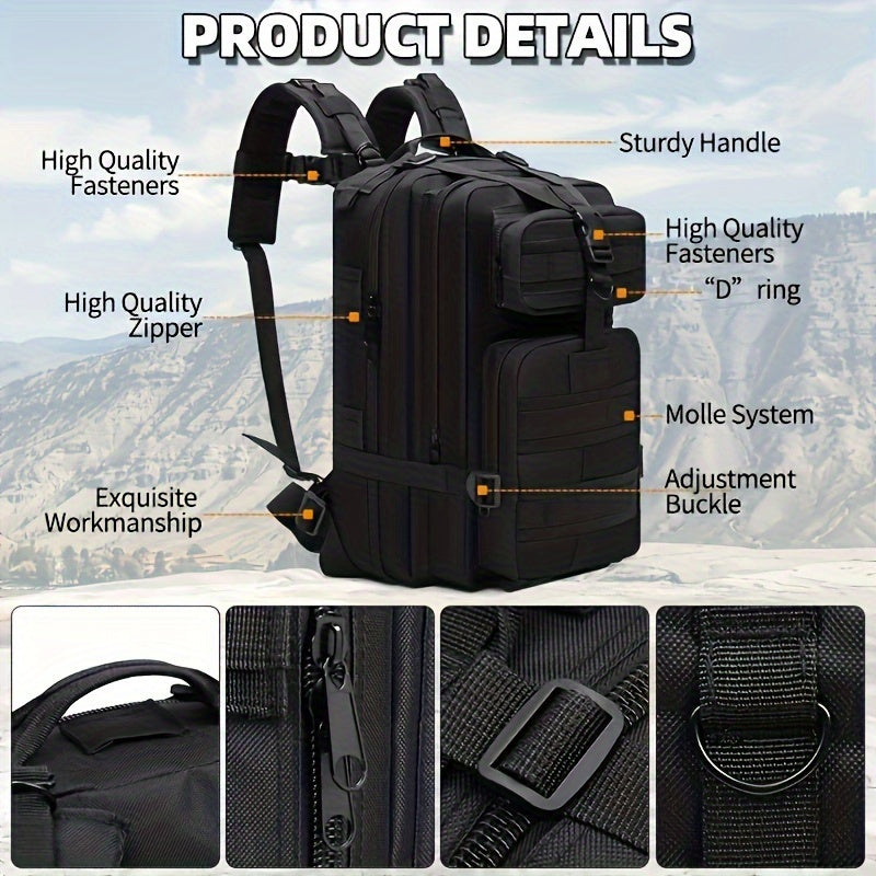 3P Off-Road Outdoor Backpack for Day Hikes and Travel, Black, Army Green or Khaki