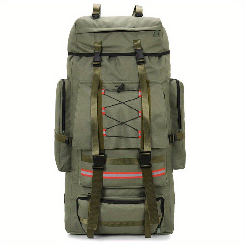 130L Expandable Backpack, Extra-Large Oxford Cloth Tactical-Style Gear Bag for Hiking, Mountaineering and Travel in Khaki, Green, Black or Desert