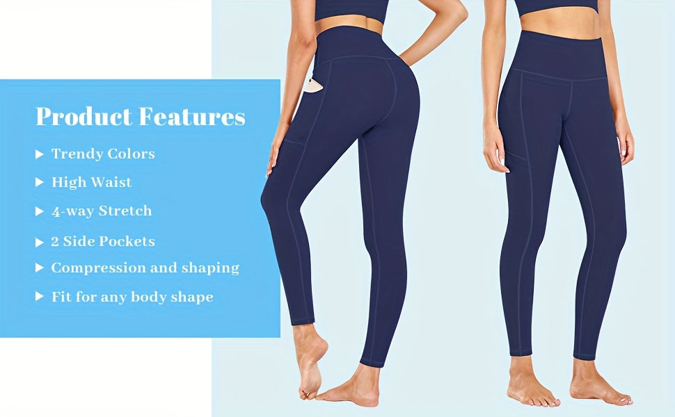 4-Pack Women's High-Waisted Capri Workout Leggings with Side Pockets, PRO-FiT Stretch Yoga and Running Pants in Mixed Color, XXL