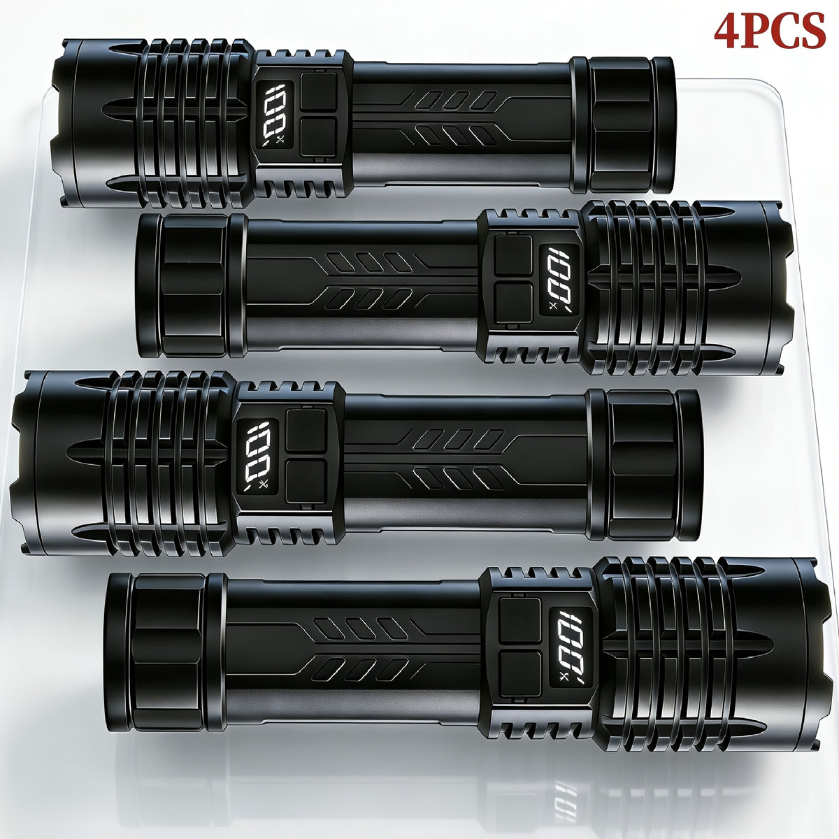 4-Pack LED Flashlights, Mini Aluminum or Digital Style