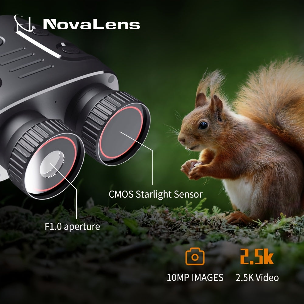 2.5K Night Vision Binoculars with 10x Zoom and 2.4-Inch Display, Photo and Video Capture for Wildlife Observation, Hunting and Ranch Monitoring
