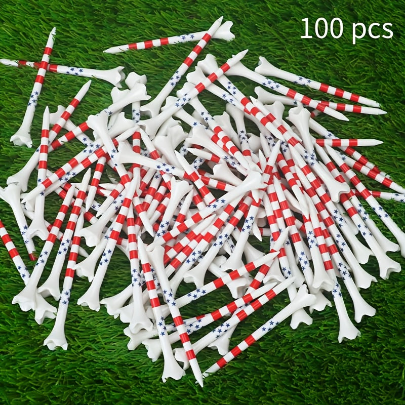 Plastic Golf Tees 100-Pack, 83mm Reusable Tee-Shot Supplies for Practice Rounds and Course Days, Outdoor Accessories and Gift Ideas for Golfers