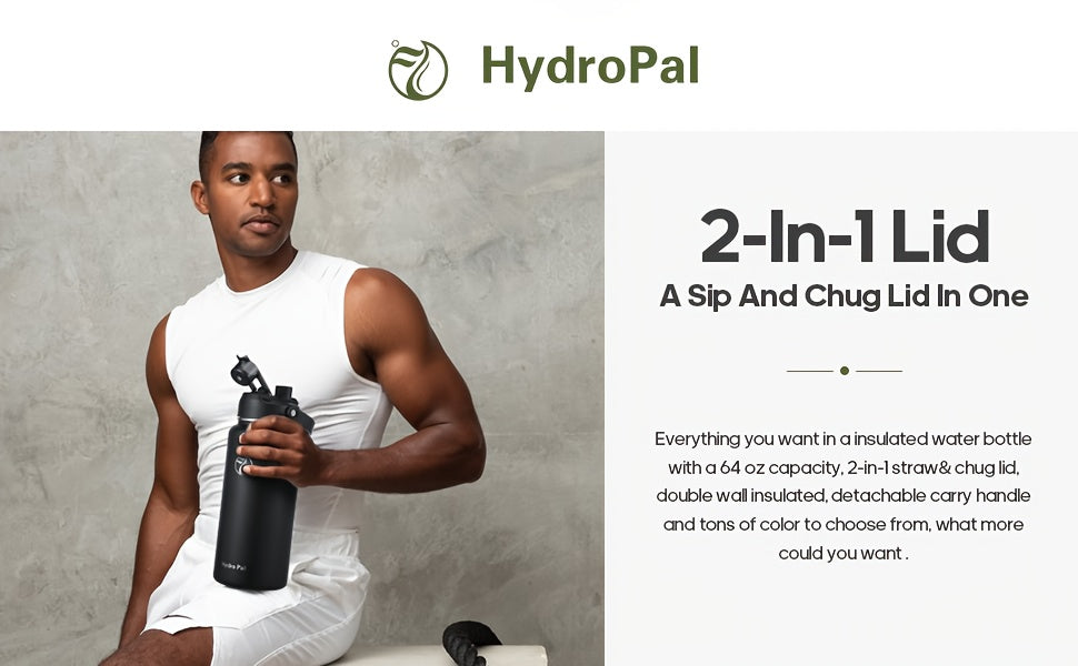 40 oz Insulated Stainless Steel Water Bottle with Chug and Straw Lids