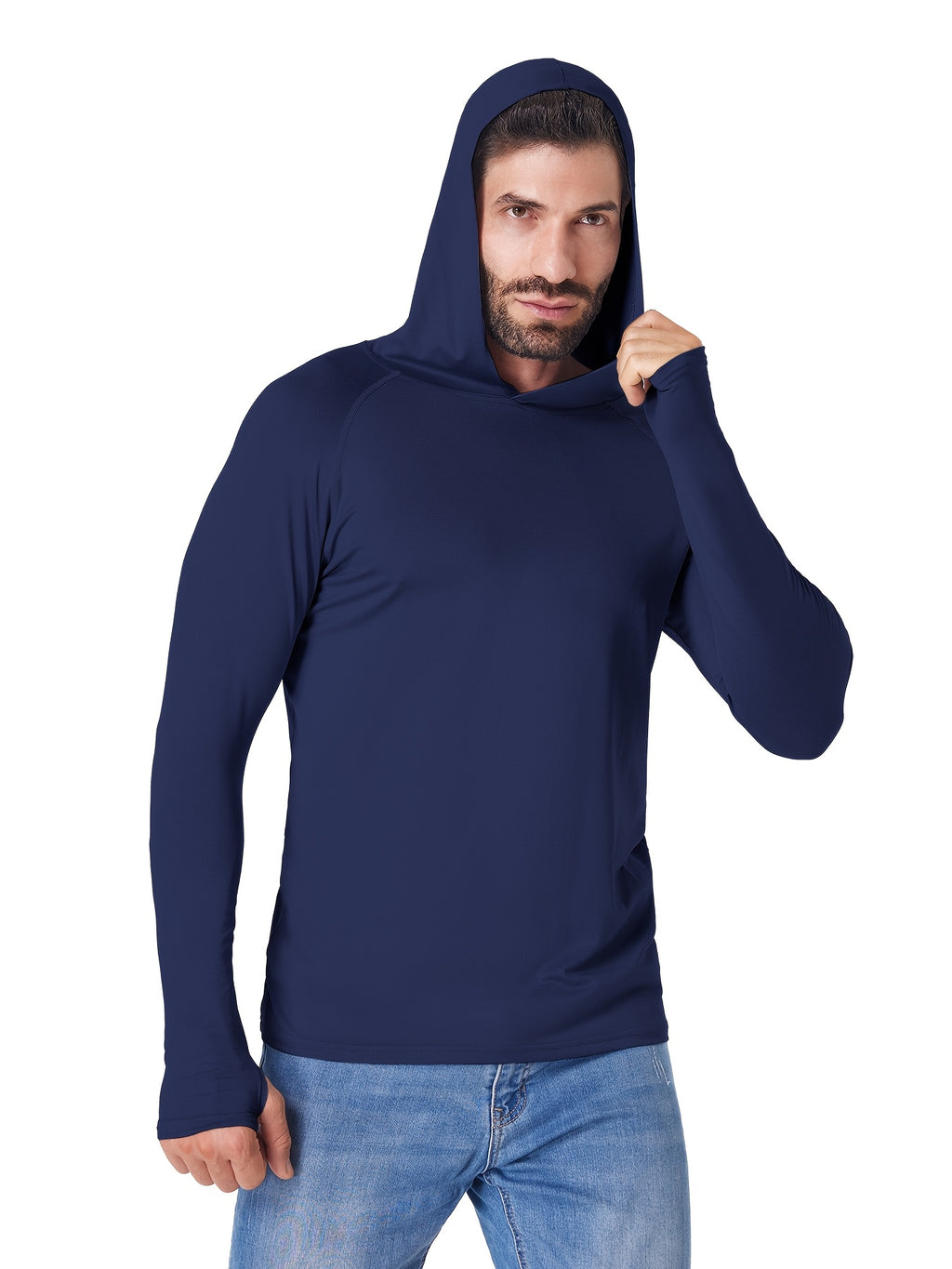Lightweight Hooded Shirts for Men, 5-Piece Long Sleeve Athletic Top Set in Three Mixed-Color Options for Outdoor and Casual Wear, Sizes S to XXL