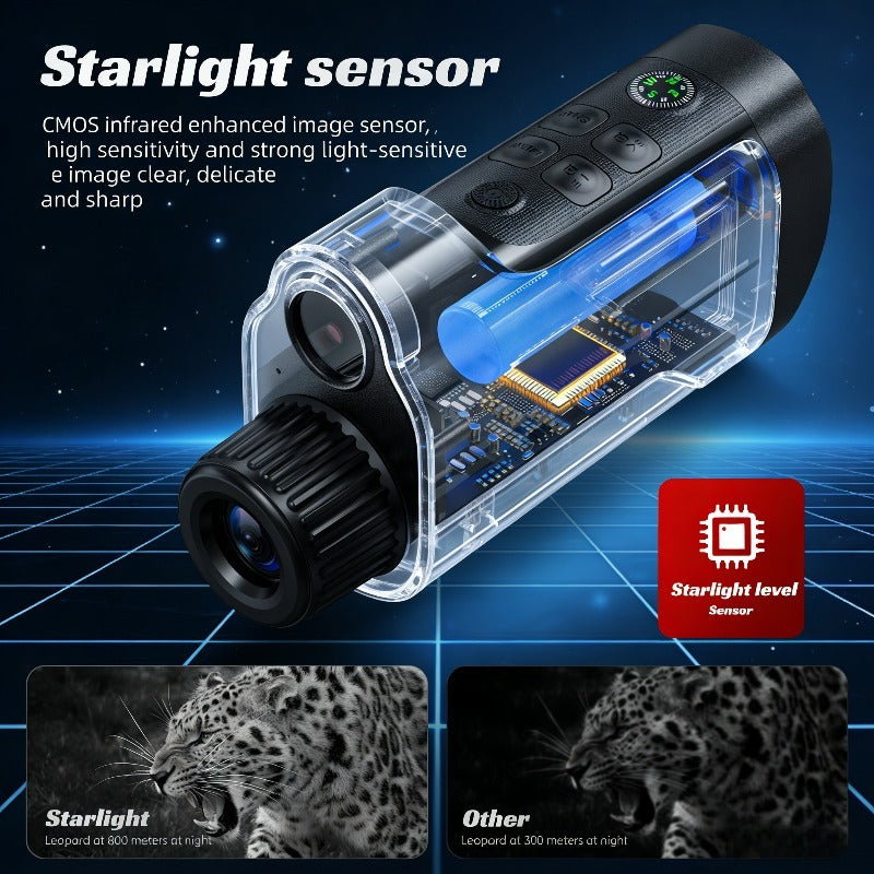 1080P Night Vision Monocular with 2-Inch Screen, 10X Digital Zoom, 5W Infrared and 2700mAh Rechargeable Battery for Hunting and Wildlife Observation