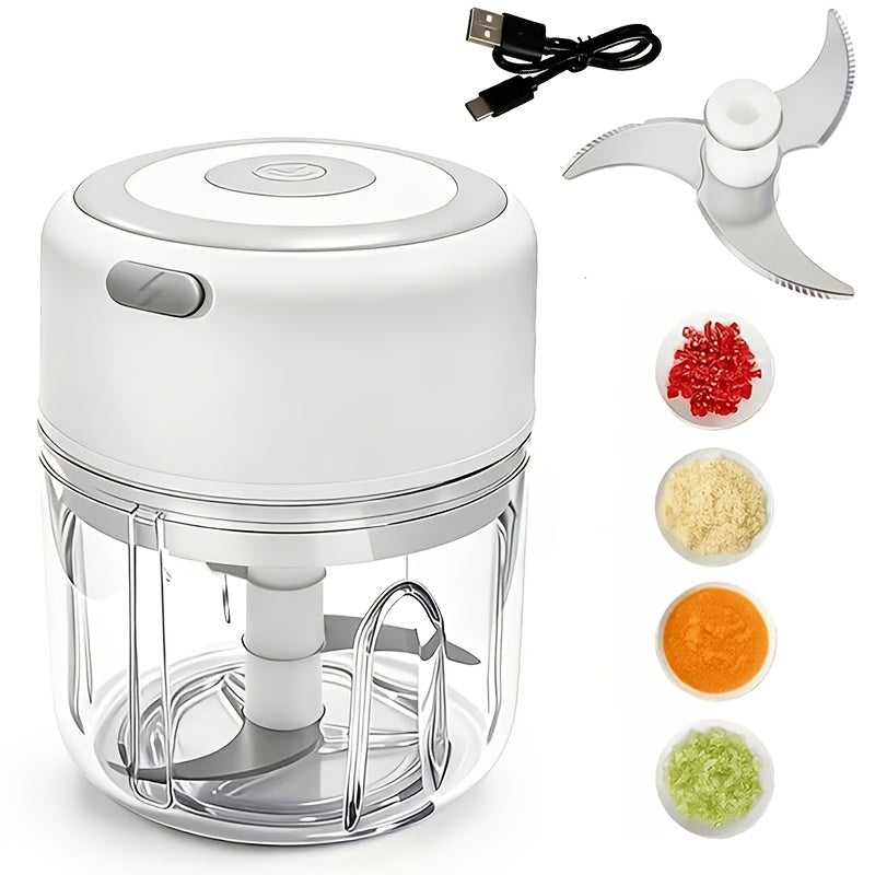 Cordless Mini Food Chopper, Rechargeable Portable Food Processor with Meat Grinder Blade for Garlic, Vegetables and Fruit, Home and Camping Meal Prep