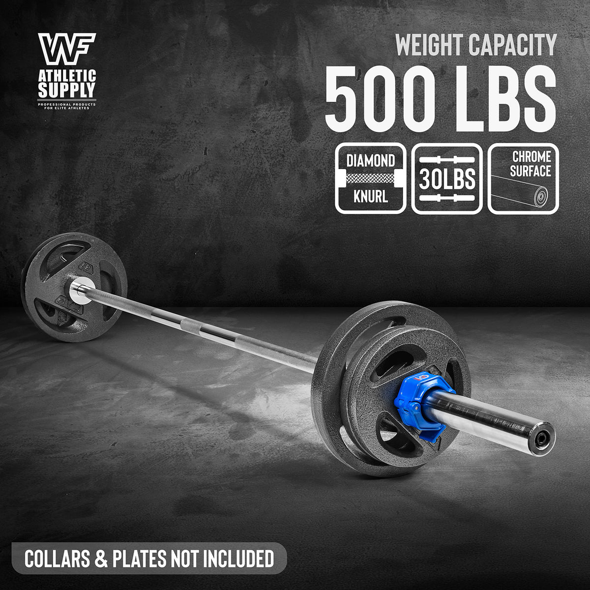 6-Foot Barbell Bar for 2-Inch Weight Plates by CAPHAUS, Chrome or Black Weightlifting Bar for Strength Training and Home Gym Workouts