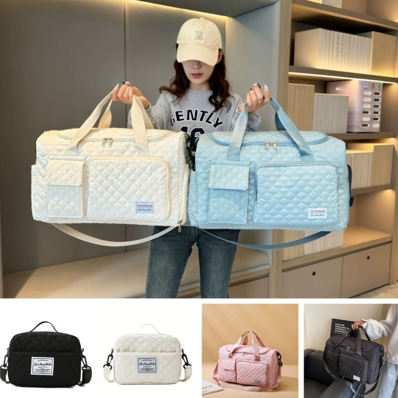 Travel Gym Duffel Bag with Dry-Wet Separation and Double-Sided Pockets, Shoulder and Crossbody Weekender for Fitness Gear and Short Trips