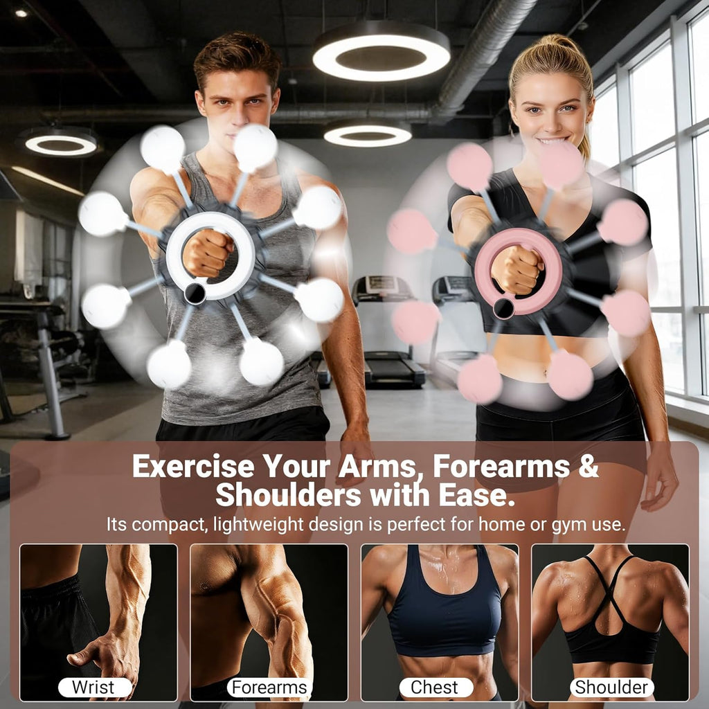 360° Rotating Arm Exerciser with Shoulder Relaxation Ball for Wrist, Forearm, Chest and Shoulder Movement, Pink or White Home Gym Workout Equipment