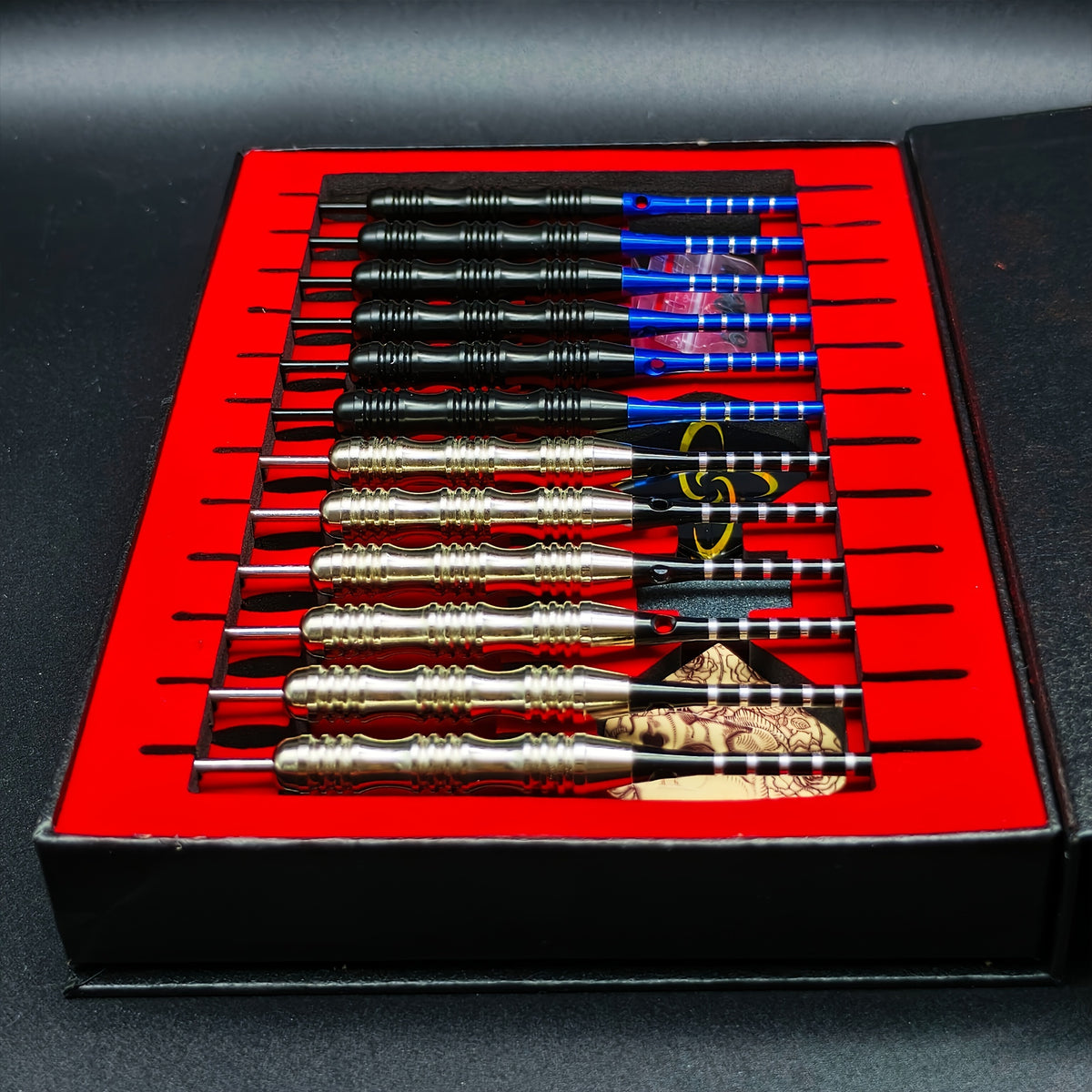 Metal Tip Darts Gift Set with Aluminum Alloy Shafts and Skull Flights, Boxed 6 or 12 Body Options with Extra Flights for Adult Indoor Game Nights