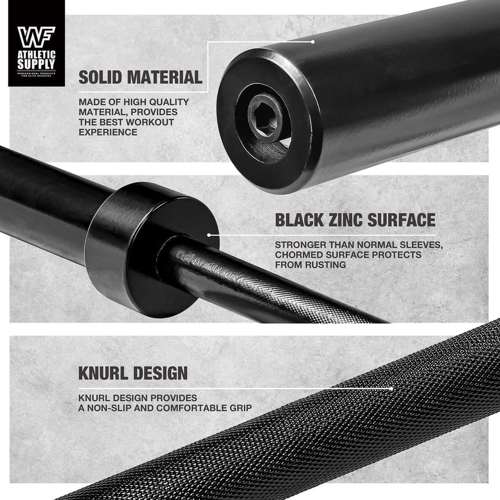 5-Foot Barbell Bar for 2-Inch Weight Plates, CAPHAUS 25 lb Black Weightlifting Bar for Strength Training and Home Gym Workouts