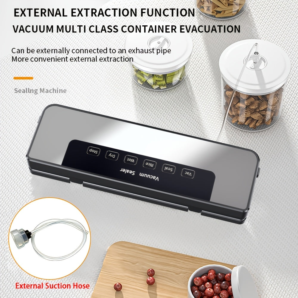 65kPa Food Vacuum Sealer with Wet and Dry Modes, 40 Storage Bags and External Vacuum Hose for Home Kitchen Portion Packing and Camping Meal Prep