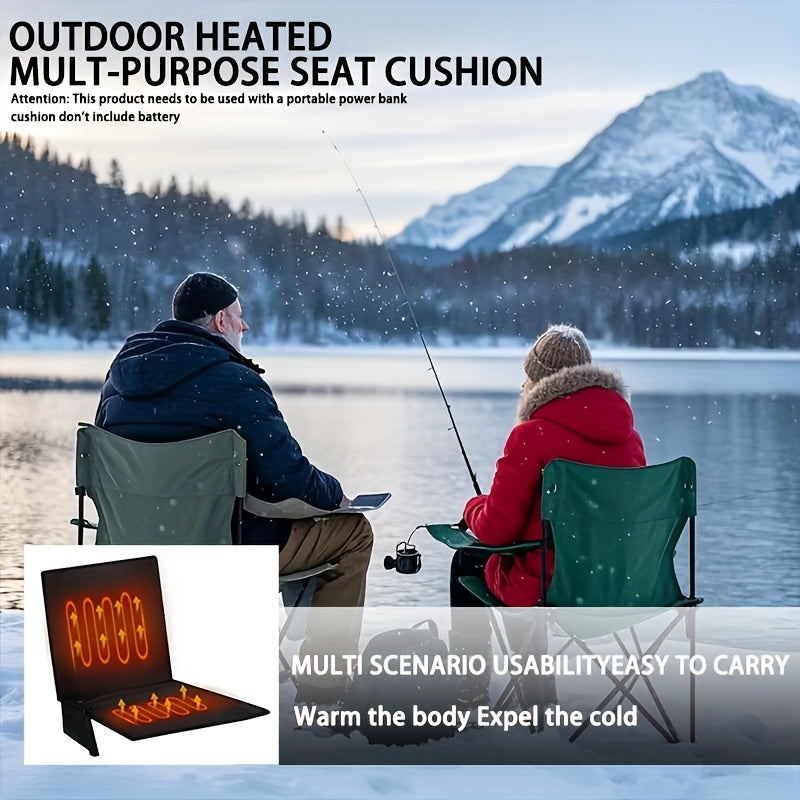 USB Heated Seat Cushion, Foldable Portable Warming Pad with 3 Adjustable Modes for Camping and Stadium Seats, Power Bank Not Included
