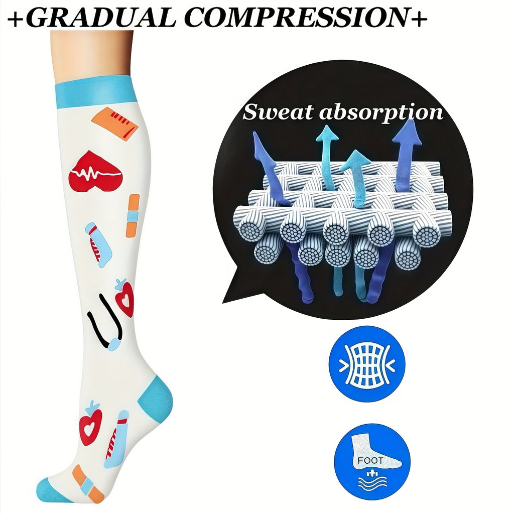 6 Pairs Unisex Mid-Calf Compression-Style Sports Socks