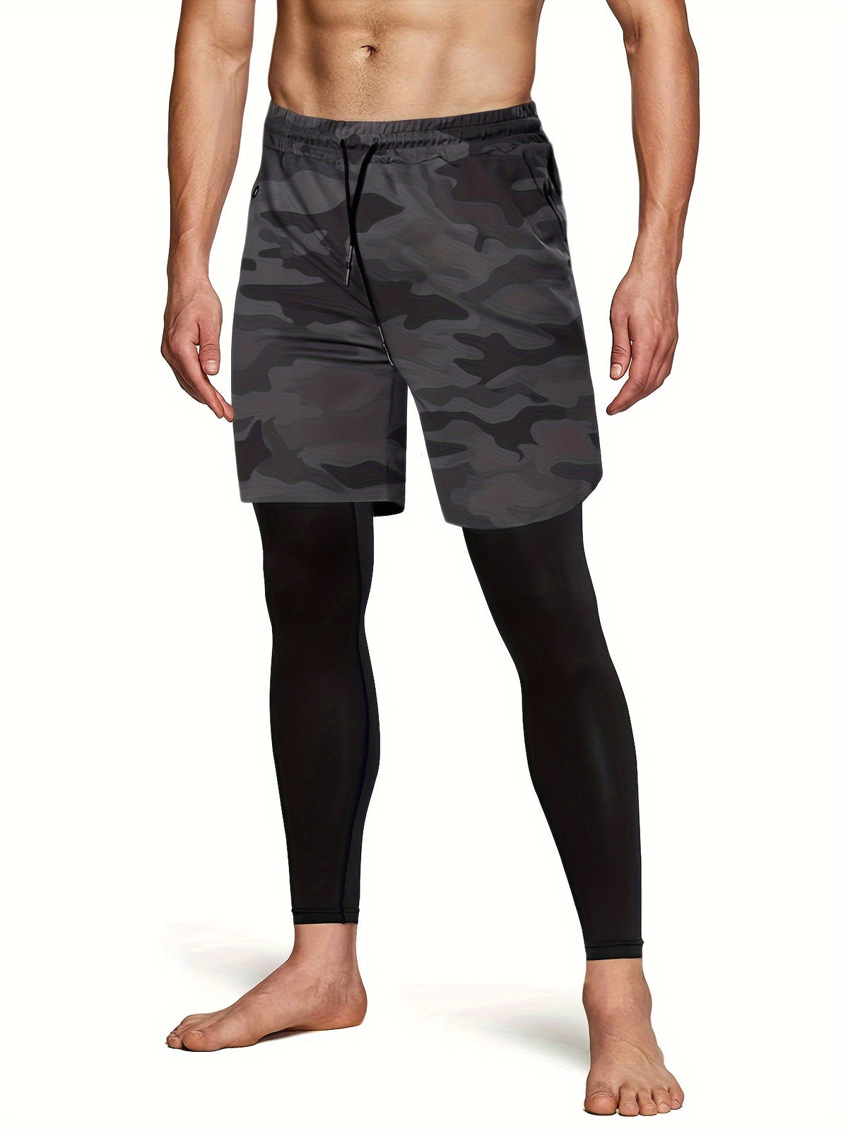 Men's Compression Pants with Towel Loop, 2-in-1 Running and Workout Gym Tights in Multiple Colors, Sizes S-XXL for Training Activewear