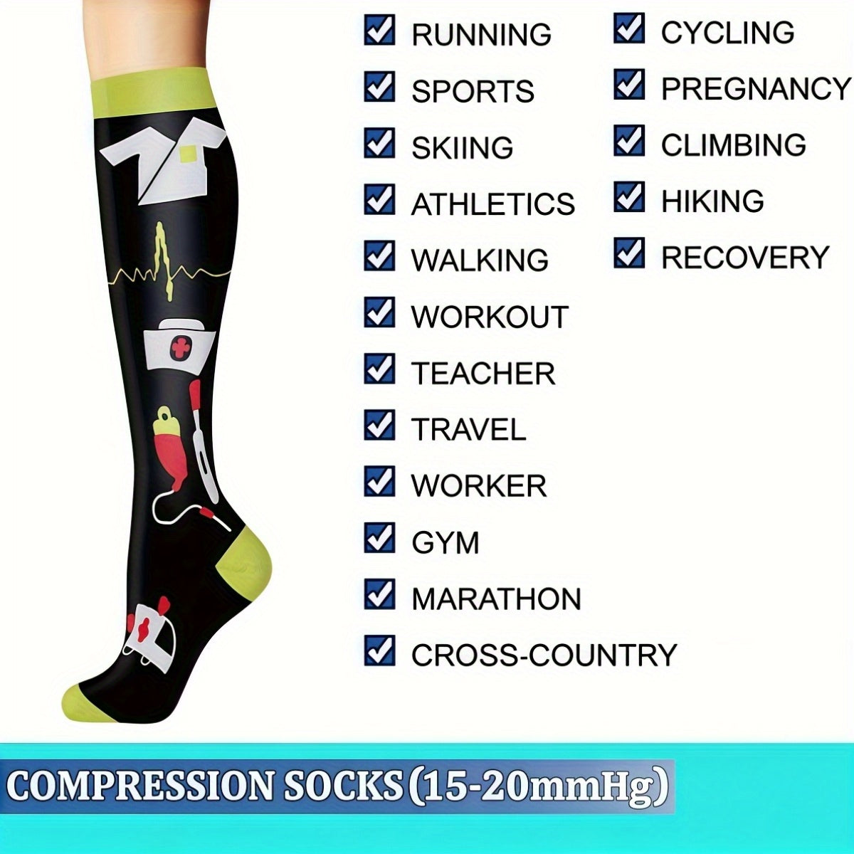 6 Pairs Unisex Mid-Calf Compression-Style Sports Socks