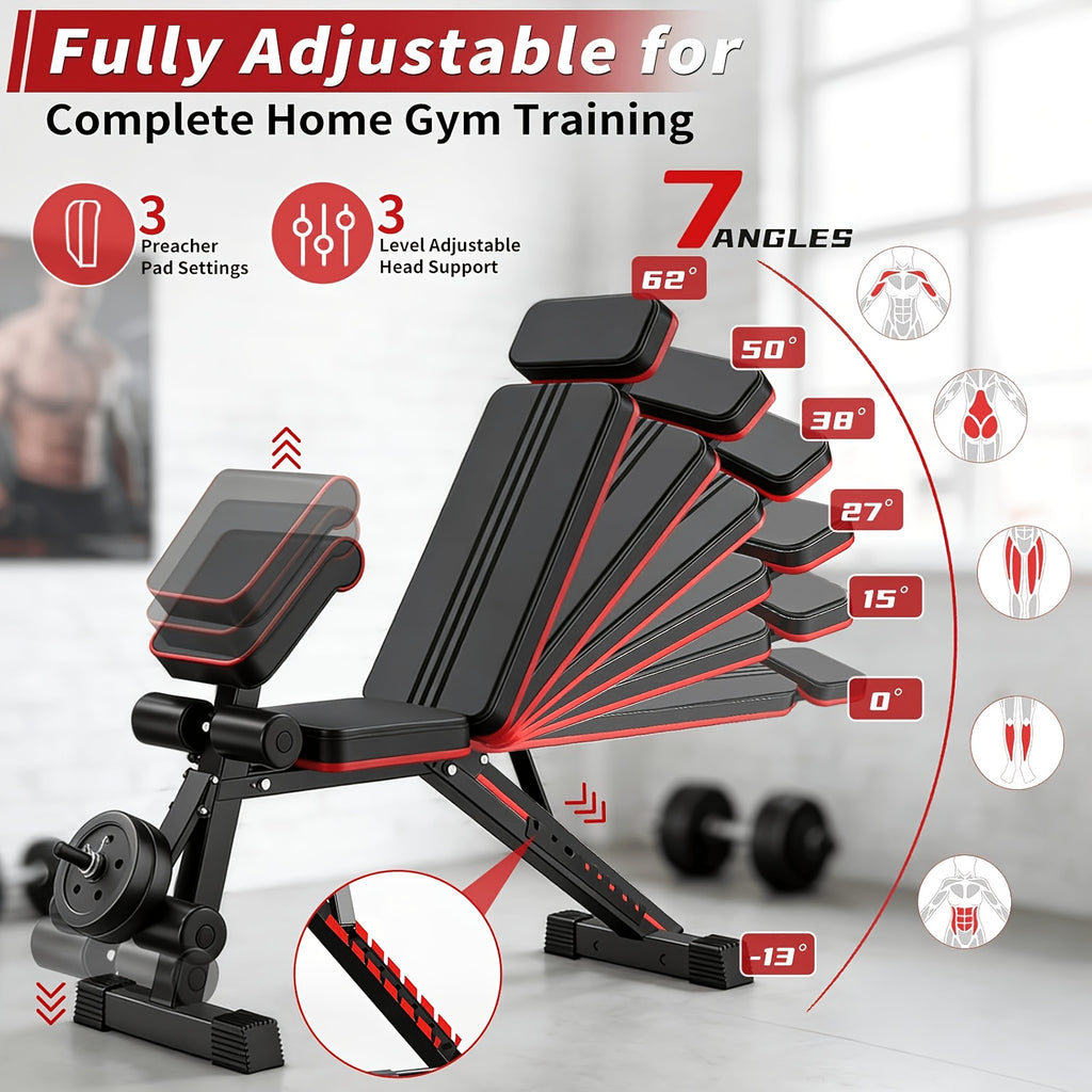 Folding Roman Chair Weight Bench, Multi-Function Home Gym Fitness Bench with Reinforced Frame, Thick PU Cushion and Adjustable Model Options