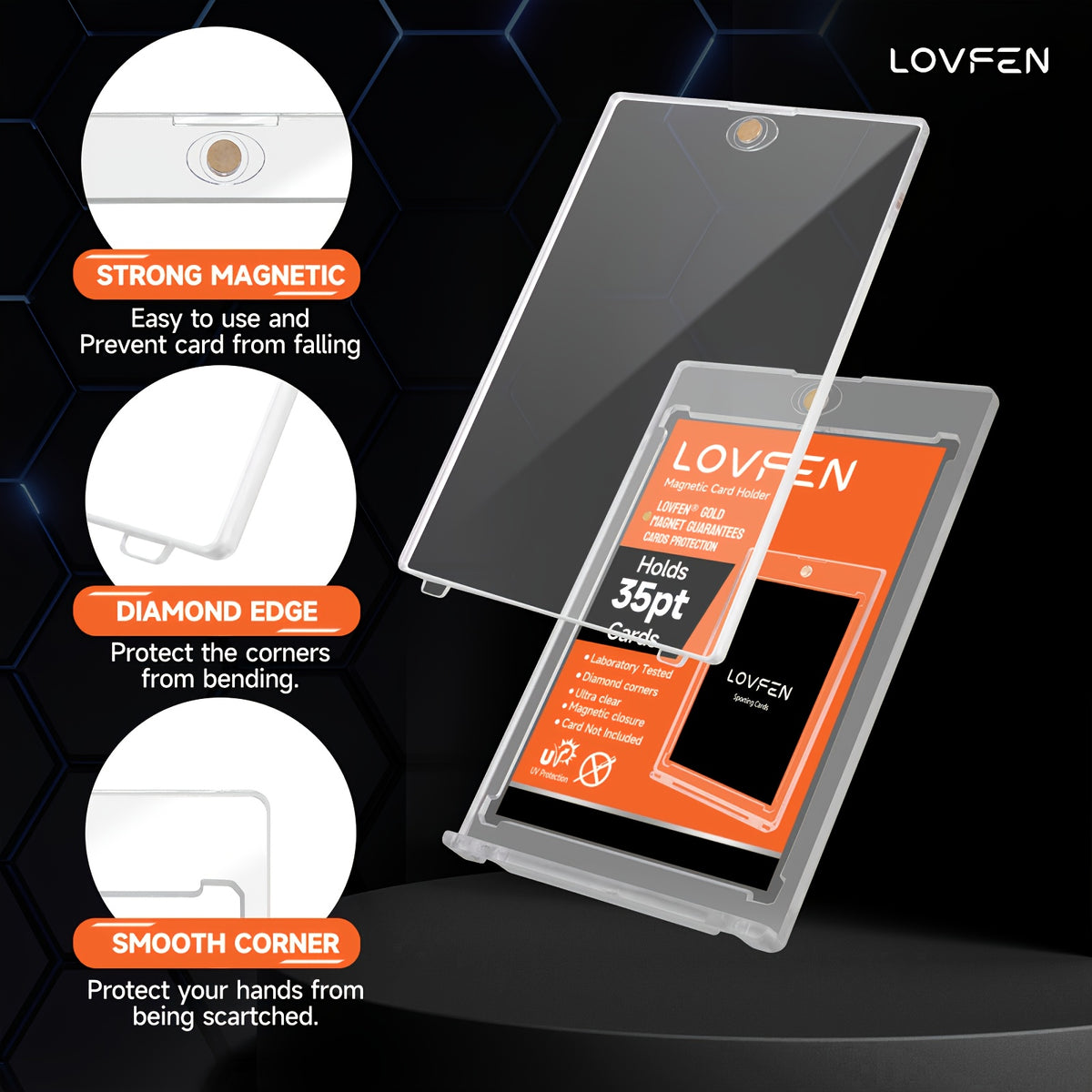 Magnetic Trading Card Holders 400-Pack, LOVFEN 35pt One-Touch Hard Plastic Cases for Standard Baseball and Sports Card Protection and Display