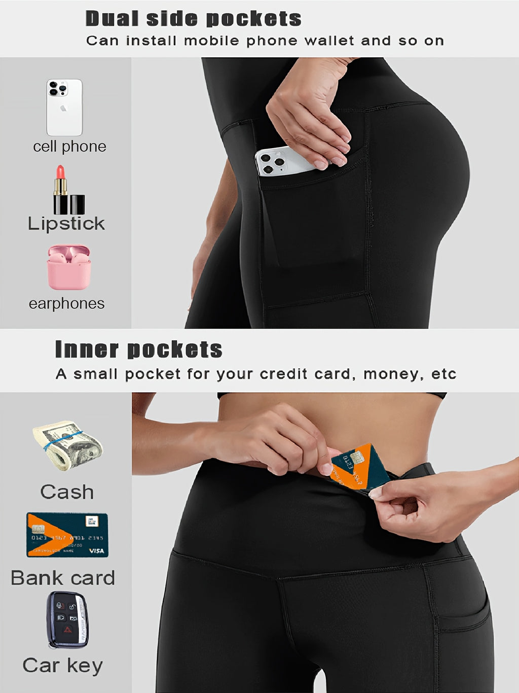 4-Pack Women's High-Waisted Capri Workout Leggings with Side Pockets, PRO-FiT Stretch Yoga and Running Pants in Mixed Color, XXL