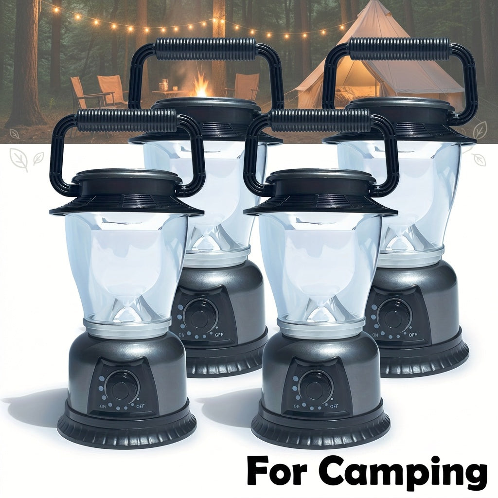 Dimmable COB LED Lanterns 4-Pack, Battery-Powered Portable Lights in Grey or Red for Hiking, Repairs and Power Outages, Batteries Not Included