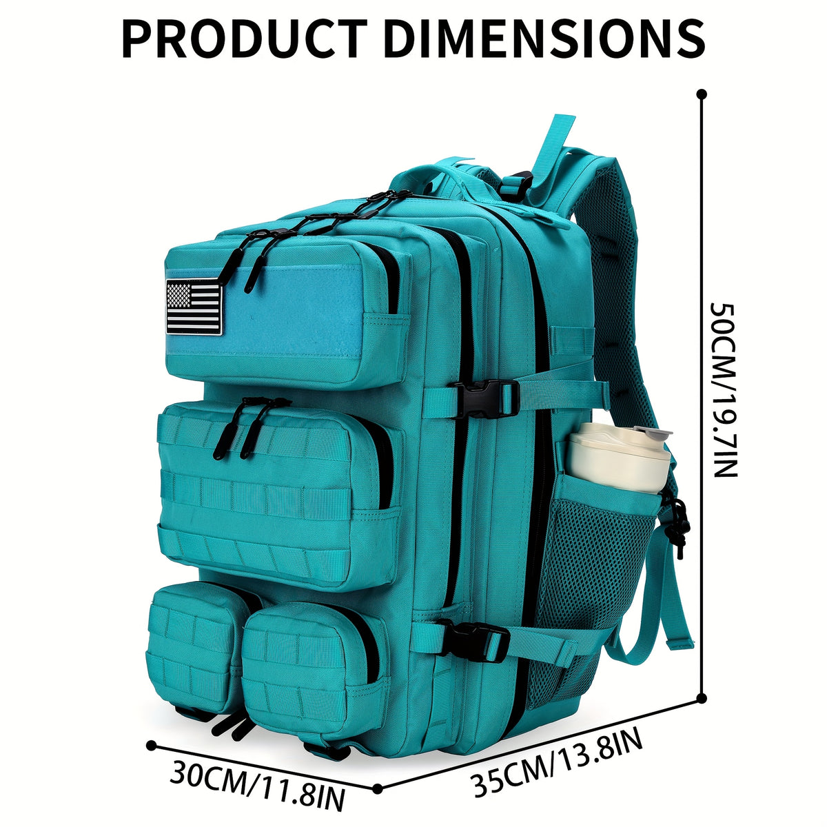 Army Green Hiking Backpack with Listed 13.21-Gallon Capacity, Unisex Outdoor Daypack for Camping Trips, Travel and Sports Outings