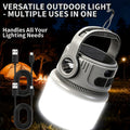 6-Mode Solar Camping Light with USB-C Charging, Hanging Hook and Battery Display, Portable Rechargeable LED Lamp with Phone Backup Power