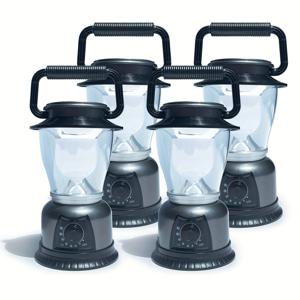 Dimmable COB LED Lanterns 4-Pack, Battery-Powered Portable Lights in Grey or Red for Hiking, Repairs and Power Outages, Batteries Not Included