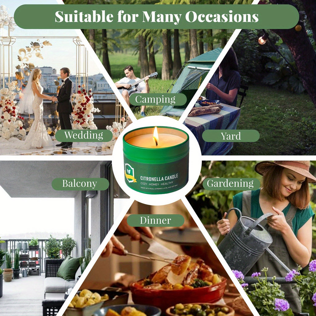 Outdoor Citronella Candles 6-Pack, 4.4 oz Each for Patio Evenings, Backyard BBQs, Garden Parties and Camping Gatherings, Father's Day Gift
