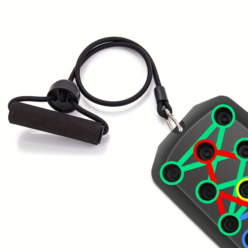 28-Hole Push-Up Board Set with 2 Resistance Bands, Multifunctional Home Gym Exercise Equipment for Chest Workouts and Bodyweight Strength Training