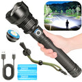 6000mAh Rechargeable LED Flashlight with Type-C Charging, Aluminum Alloy Tactical Work Light with Adjustable Spotlight and Floodlight Focus for Outdoor Tasks