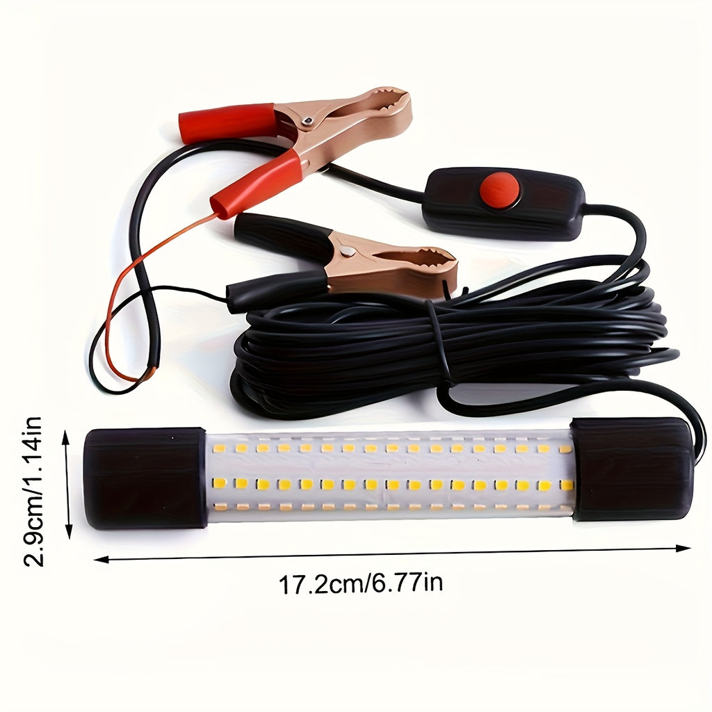 12V Underwater Fishing Light with 126 LEDs, IP68-Rated Fish Attractor Lamp and 16.4-Foot Cable for Night Angling, Battery Not Included