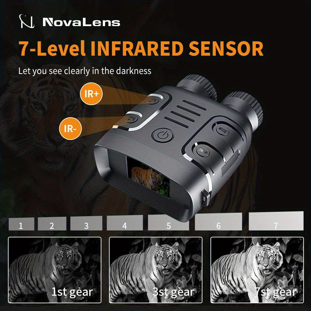 2.5K Night Vision Binoculars with 10x Zoom and 2.4-Inch Display, Photo and Video Capture for Wildlife Observation, Hunting and Ranch Monitoring