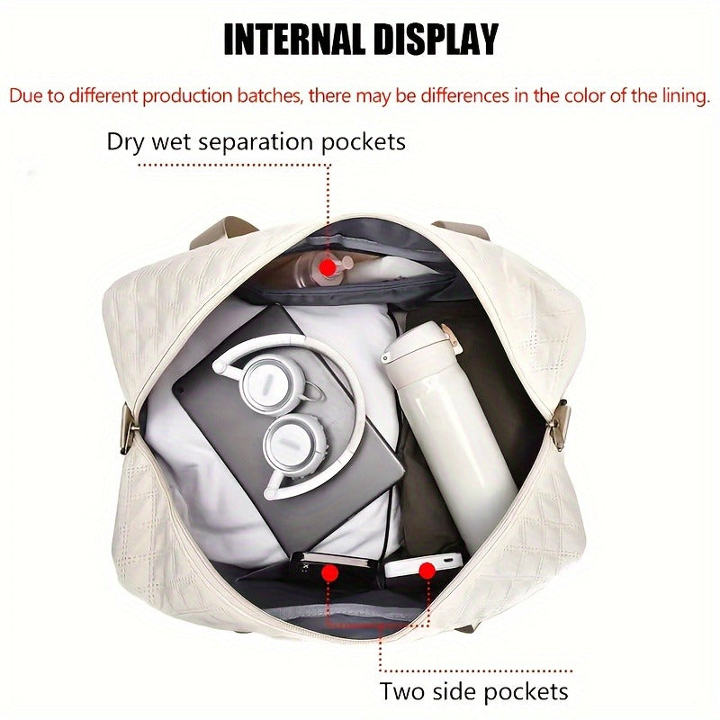 Travel Gym Duffel Bag with Dry-Wet Separation and Double-Sided Pockets, Shoulder and Crossbody Weekender for Fitness Gear and Short Trips