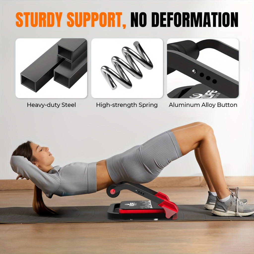 Adjustable Resistance Ab Crunch Machine for Home Gym, Foldable Core Exercise Equipment with Rebound System, Foam Cushion and Steel Frame, Blue or Black