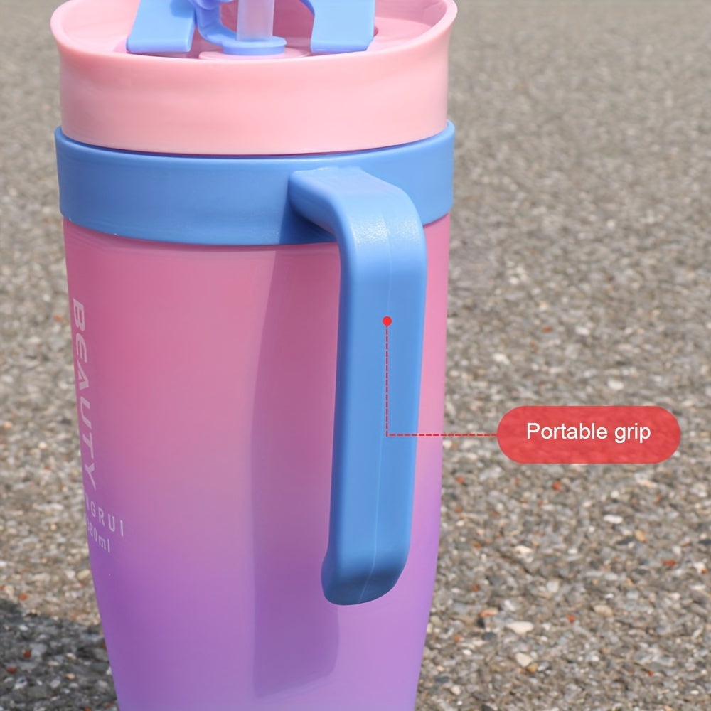 Three-Size Water Bottle Set, 46 oz 27 oz and 9.5 oz Travel Drink Containers with Listed Straw Lid and Handle for Fitness, Outdoor Days and Daily Carry