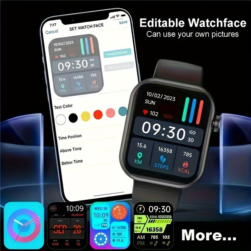 2.01-Inch Calling Fitness Smartwatch for Men and Women, Touchscreen Step and Calorie Tracker with Message Reminders for Android and iPhone