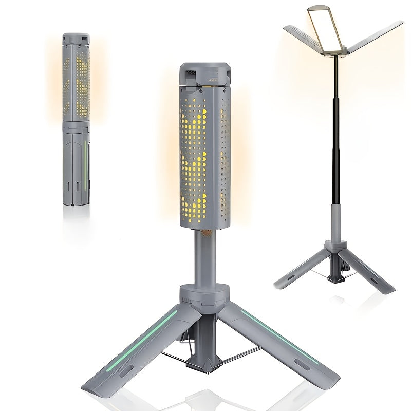 3000-Lumen Camping Light in Green, Zanoid Rechargeable Work Light with 8000mAh Battery, Three Adjustable LED Heads and 3.4-Foot Telescopic Tripod