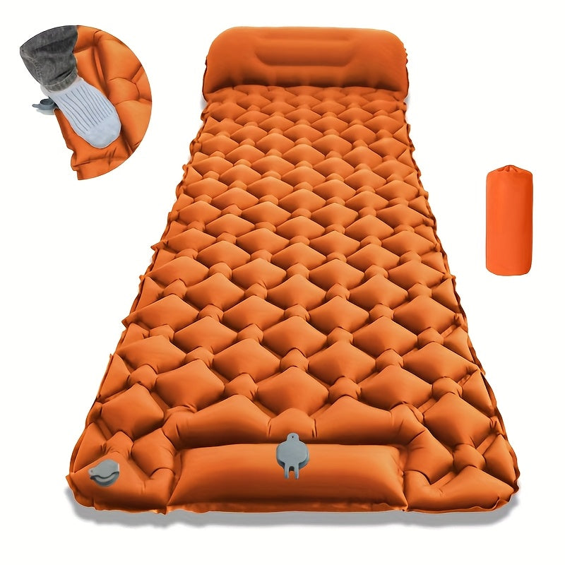 Inflatable Camping Sleeping Pad, 75 x 24 Inch Sleep Mat with Built-In Pump, Carry Bag and Repair Kit for Compact Outdoor Overnight Gear