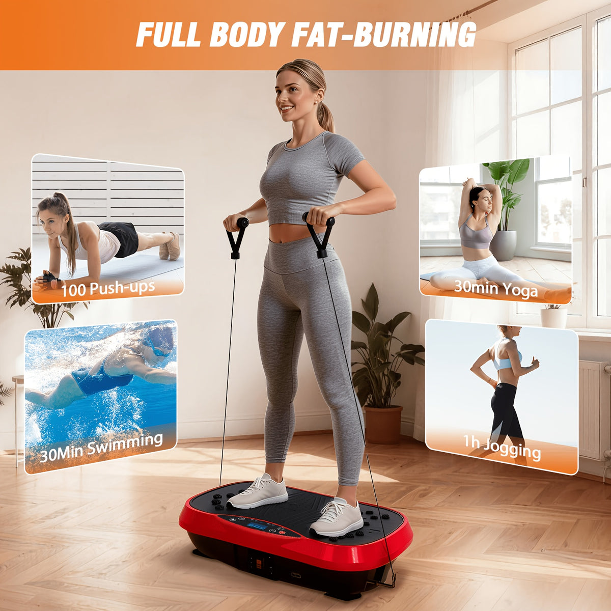 200W Vibration Plate Exercise Machine for Home Gym, 9 Programs and 100 Speed Levels with Remote, Compact Fitness Platform Rated to 330 lb