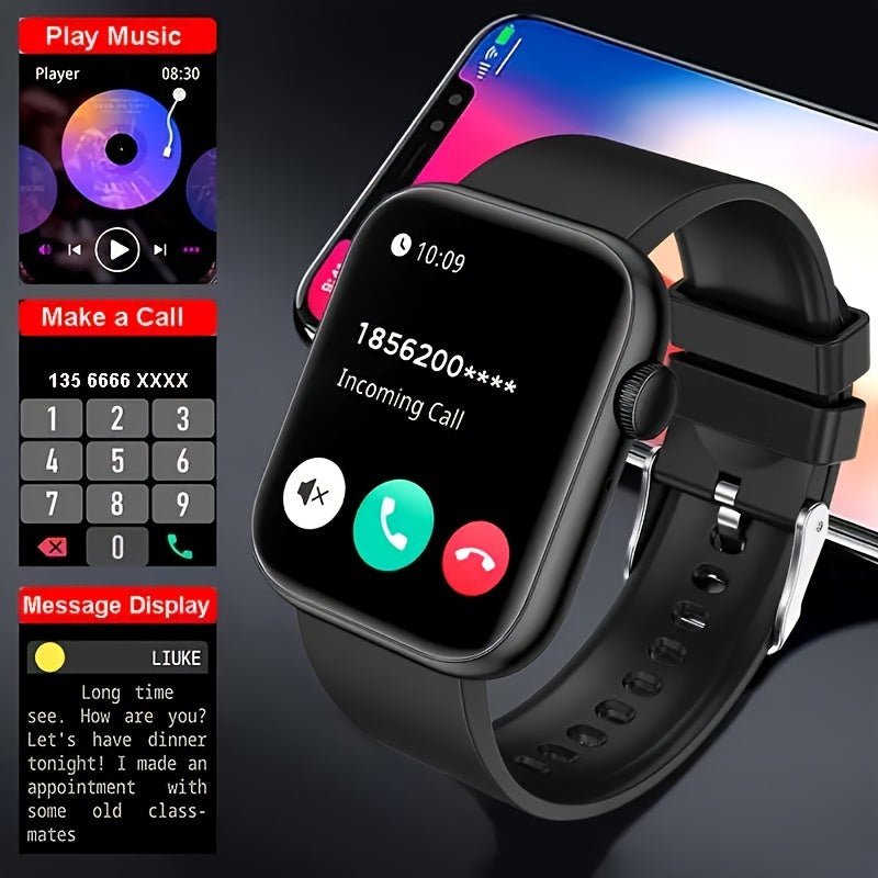 2.01-Inch Calling Fitness Smartwatch for Men and Women, Touchscreen Step and Calorie Tracker with Message Reminders for Android and iPhone