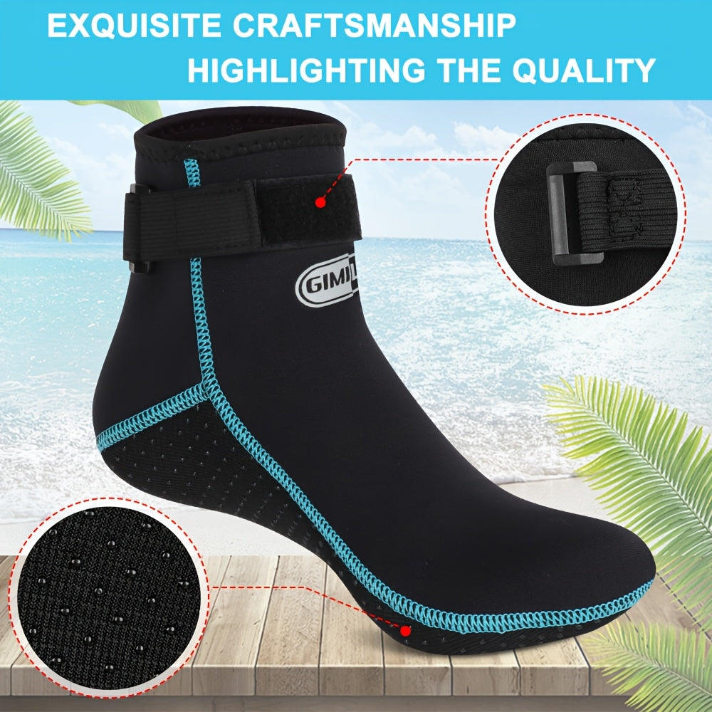3mm Neoprene Water Socks for Women and Men, High-Cut or Low-Cut Wetsuit Footwear with Rubber Grip Soles for Snorkeling, Surfing and Swimming