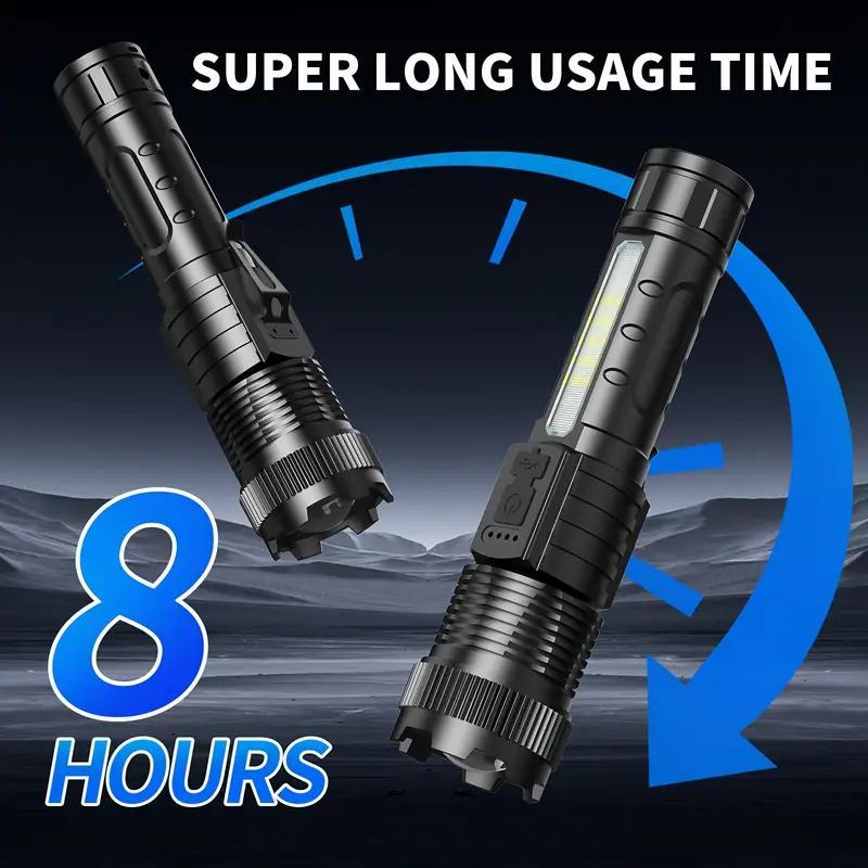 3-Pack Rechargeable LED Flashlights with Six Modes, Zoomable Beam, Clip and USB Charging Cable for Portable Outdoor and Home Lighting