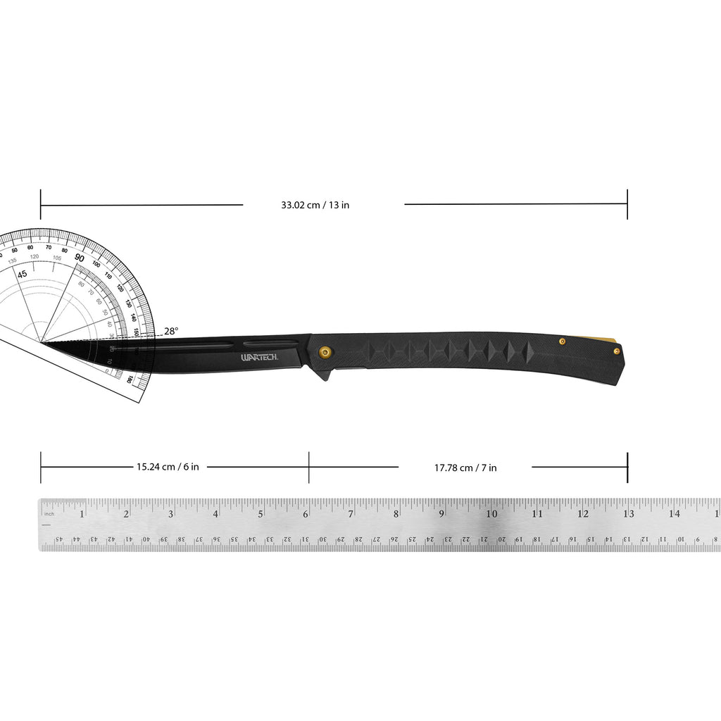 Large Folding Pocket Knife, 13-Inch Listed Size with Stainless Steel Blade and Ergonomic Handle, Black or Silver Options for Camping and Hiking