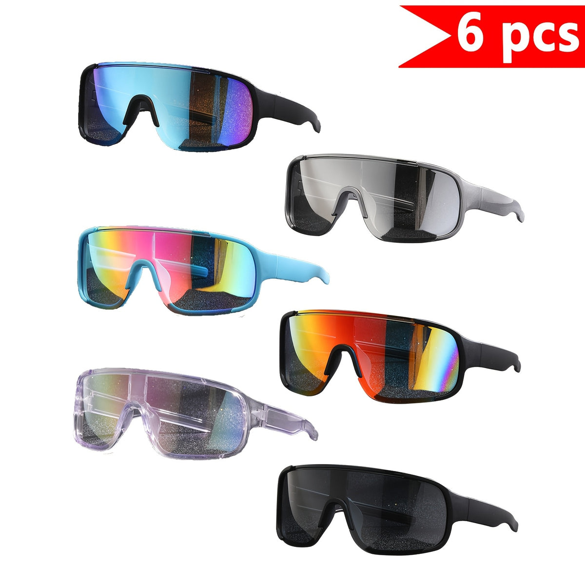PC Lens and Frame Glasses for Men and Women, Unisex Eyewear with Quantity Option 6, Casual Outdoor Accessory for Everyday Outfits and Leisure